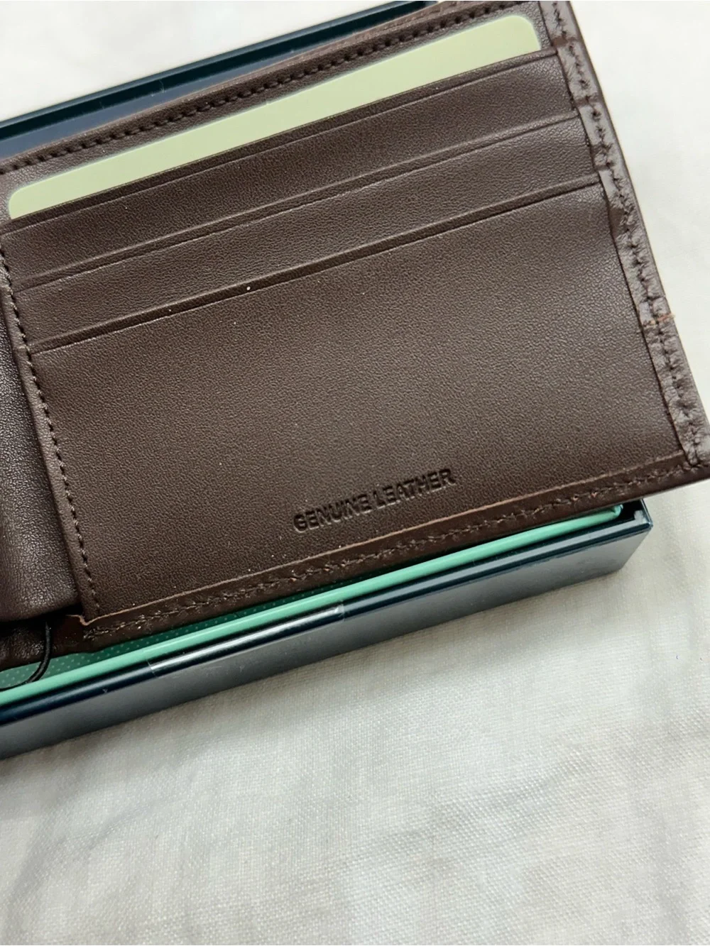 Perry Ellis Brown Leather Bifold Wallet